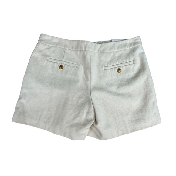 Cartonnier Womens 8 High-Waist Sailor Shorts Cream Linen Blend W/ Button Details - Picture 2 of 13